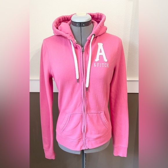 Abercrombie & Fitch Zip-up Hoodie Sweatshirt Sz M Pink - Picture 1 of 11